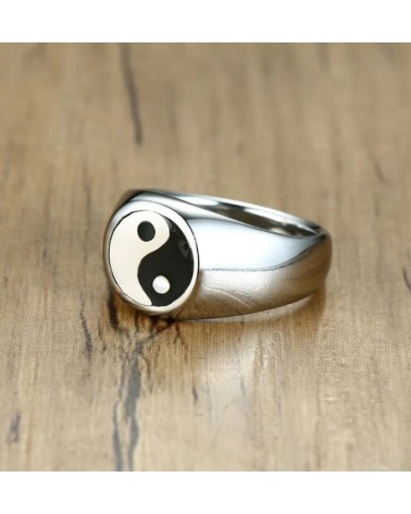 Pánský ocelový prsten jin jang