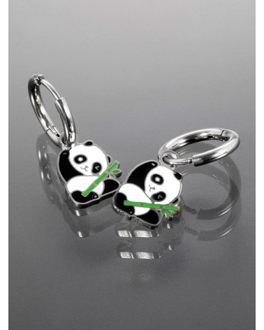 Oceľové náušnice Panda