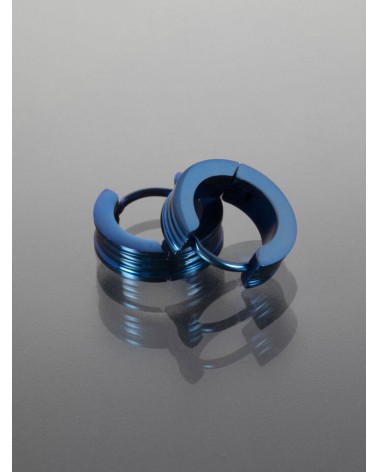 Náušnice modré ocelové kroužky