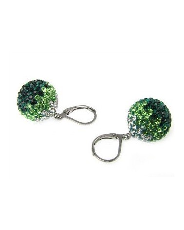 Náušnice balls zelené oceľové