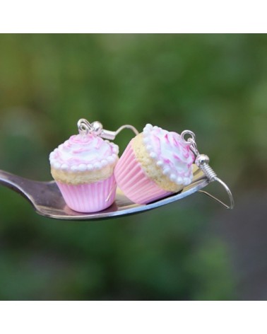Ružové cupcakes náušnice