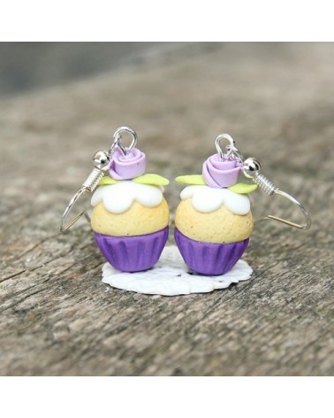 Fialové cupcakes náušnice