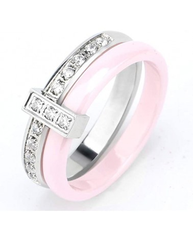 Prsten keramický růžový s...
